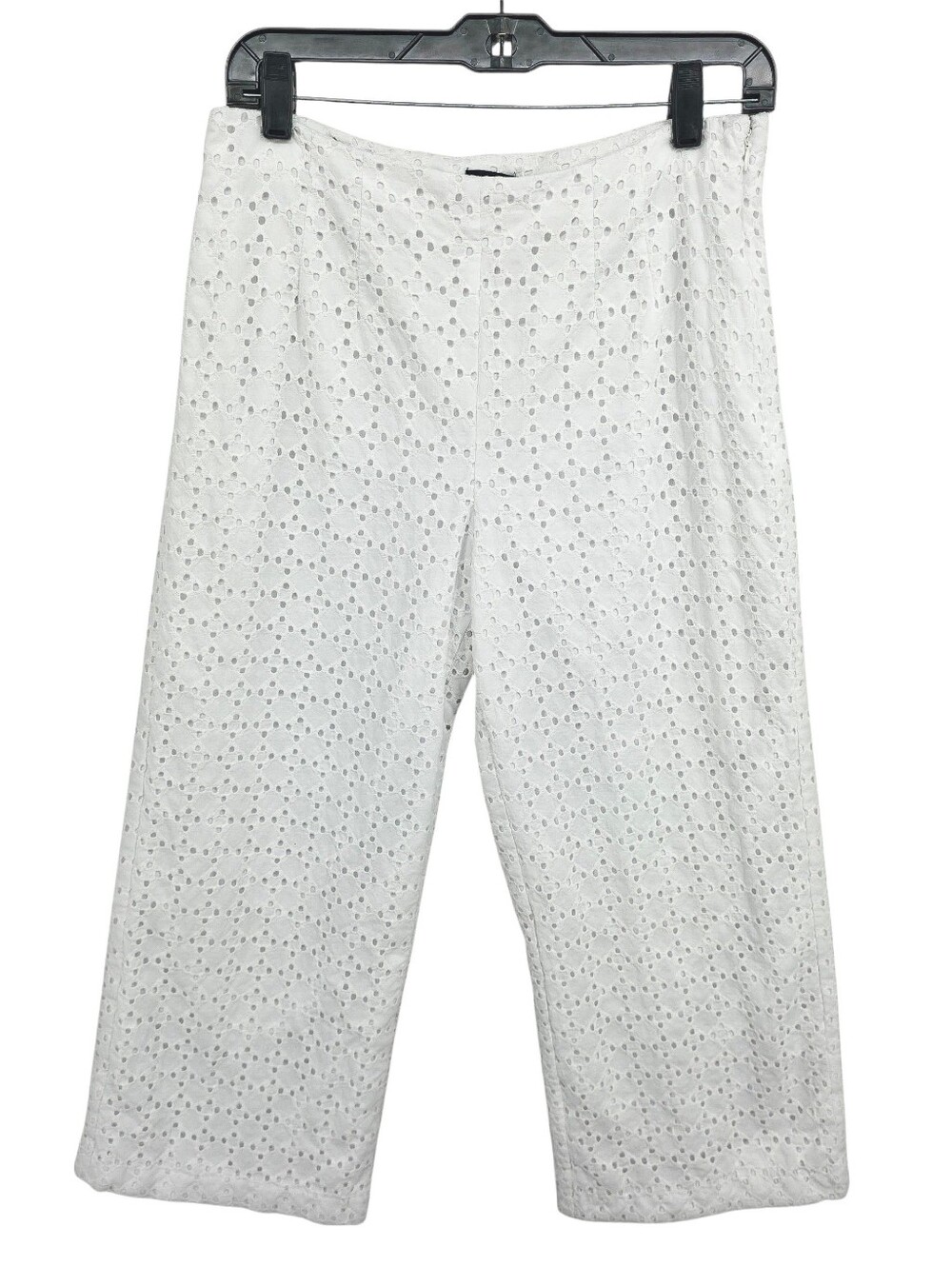 Ann Taylor Factory White Eyelet Cotton Straight Leg Crop Pants Lined Size 6 - Picture 4 of 15